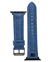 Steve Madden Women's Blue Crocograin Faux Leather Band designed for Apple Watch 42mm (Series 10) & 38/40/41mm