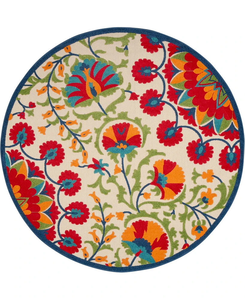 Nourison Home Aloha ALH20 7'10" x 7'10" Round Outdoor Area Rug