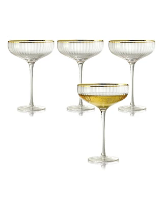 Qualia Glass Rocher Cocktail Coupe Glasses, Set of 4, 12.5 Oz