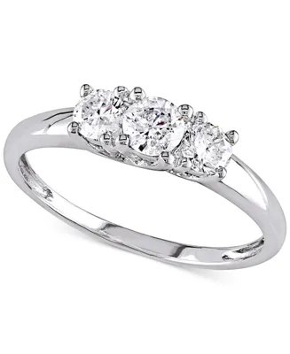 Diamond Three Stone Engagement Ring (1/2 ct. t.w.) 14k White Gold