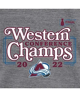 Women's Fanatics Heathered Gray Colorado Avalanche 2022 Western Conference Champions Line Shift V-Neck T-shirt