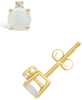 Opal (1/3 ct. t.w.) and Diamond Accent Stud Earrings 14K Yellow Gold
