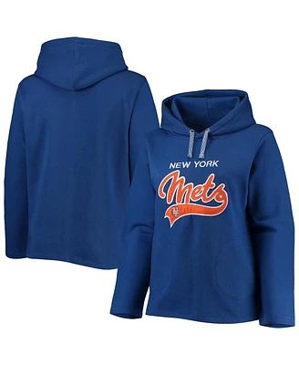 Women's Soft as a Grape Royal New York Mets Plus Size Side Split Pullover Hoodie