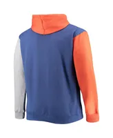 Men's Fanatics Royal, Orange New York Knicks Big and Tall Double Contrast Pullover Hoodie