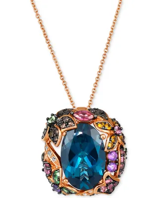 Le Vian Multi-Gemstone (7 ct. t.w.) & Nude Diamond (1/10 ct. t.w.) Floral 20" Adjustable Pendant Necklace in 14k Rose Gold