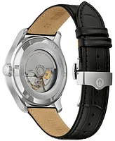Bulova Men's Automatic Wilton Gmt Black Leather Strap Watch 43mm