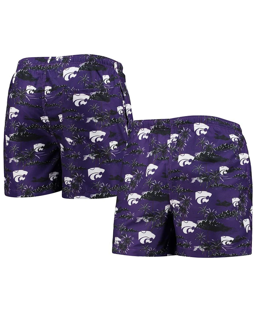 Men's Foco Purple Kansas State Wildcats Island Palm Swim Trunks
