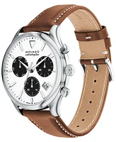 Movado Men's Heritage Cognac Brown Genuine Leather Strap Watch 43mm