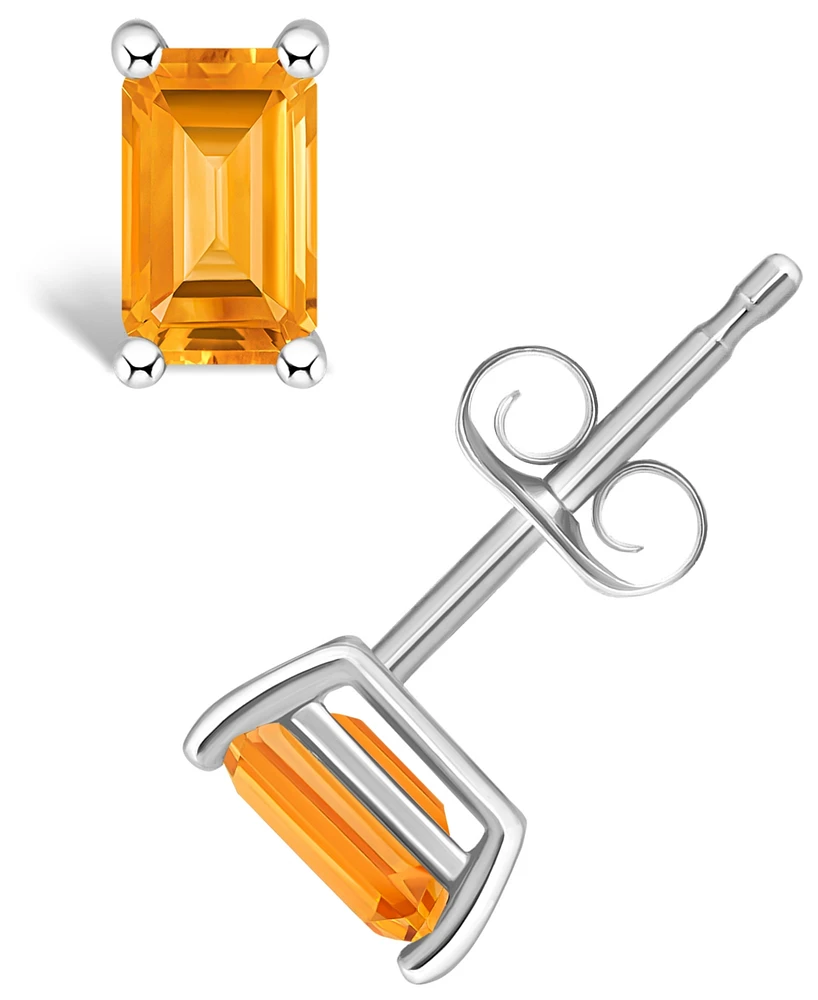 Citrine (5/8 ct. t.w.) Stud Earrings 14K White Gold or Yellow