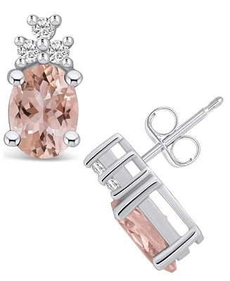 Macy's Morganite (2-1/3 ct. t.w.) and Diamond (1/5 ct. t.w.) Stud Earrings in 14K White Gold