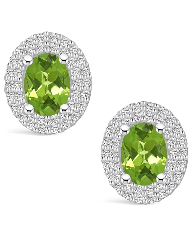 Macy's Peridot (1-3/4 ct. t.w.) and Diamond (1/2 ct. t.w.) Halo Stud Earrings in 14K Gold