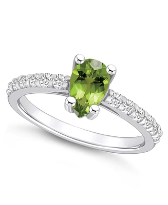 Macy's Peridot (1 Ct. T.w.) and Diamond (1/3 Ring 14K White Gold