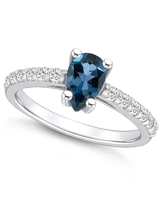Macy's London Blue Topaz (1 Ct. T.w.) and Diamond (1/3 Ring 14K White Gold