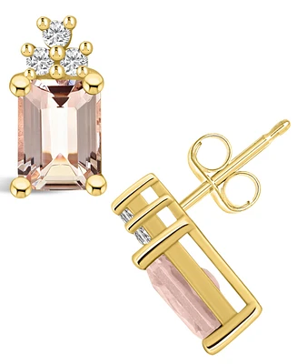 Macy's Morganite (2-3/4 Ct. T.w.) and Diamond (1/5 Ct. T.w.) Stud Earrings in 14K Yellow Gold