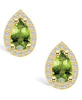 Macy's Peridot (1-7/8 ct. t.w.) and Diamond (1/3 ct. t.w.) Halo Stud Earrings in 14K Yellow Gold