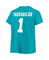 Women's Fanatics Tua Tagovailoa Aqua Miami Dolphins Plus Name and Number T-shirt