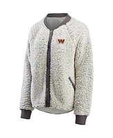 Women's Wear by Erin Andrews Charcoal Washington Commanders Sherpa Raglan Full-Snap Jacket