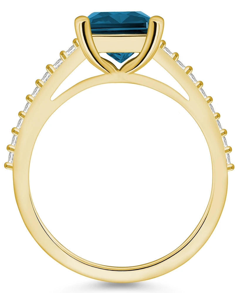 Macy's London Blue Topaz (4-1/4 ct. t.w.) and Diamond (1/4 Ring 14K Yellow Gold