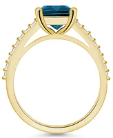 Macy's London Blue Topaz (4-1/4 ct. t.w.) and Diamond (1/4 Ring 14K Yellow Gold