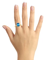 Macy's Blue Topaz (4-1/4 ct. t.w.) and Diamond (1/4 Ring 14K Yellow Gold