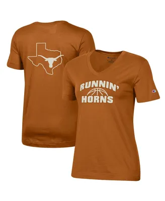Women's Champion Texas Orange Texas Longhorns Runnin' Horns V-Neck T-shirt