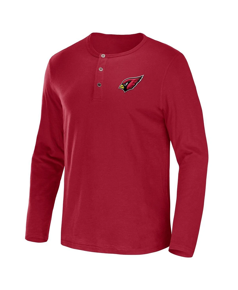 Men's Nfl x Darius Rucker Collection by Fanatics Cardinal Arizona Cardinals Slub Jersey Henley Long Sleeve T-shirt