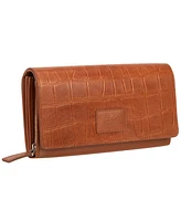 Mancini Women's Croco Collection Rfid Secure Clutch Wallet