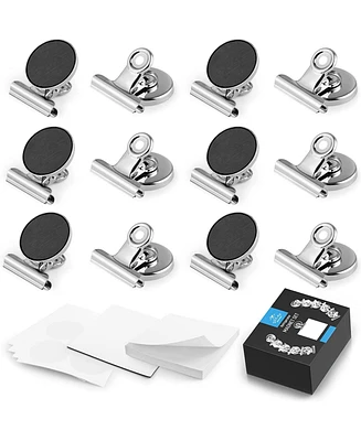 Set of 12 Magnets for Whiteboard & Refrigerator - Strong Magnetic Clips for Refrigerator with Notepad