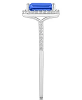Macy's Lab-Grown Sapphire (2 ct. t.w.) and White (1/4 Halo Ring 10K Gold
