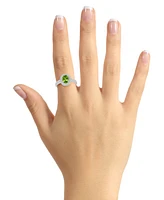 Macy's Peridot (1-1/3 ct. t.w.) and Diamond (1/5 Halo Ring Sterling Silver