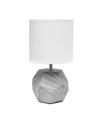 Simple Designs Round Prism Mini Table Lamp with Fabric Shade