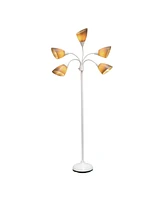 Simple Designs 5 Light Adjustable Gooseneck Floor Lamp with Shades