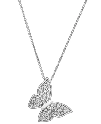 Diamond Butterfly 18" Pendant Necklace (1/10 ct. t.w.) in Sterling Silver, Created for Macy's