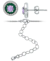 Giani Bernini 2-Pc. Set Blue Topaz, Cubic Zirconia & Enamel Pendant Necklace Matching Stud Earrings (Also Amethyst, Lab-Created Ruby, Lab-Creat