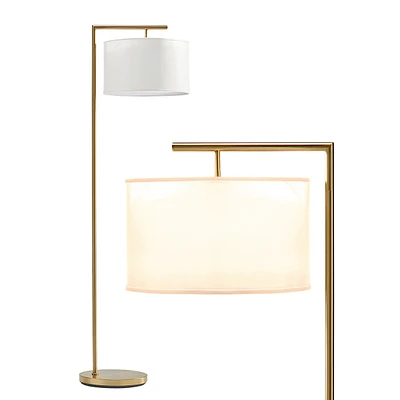 Brightech Montage Modern 60" Led Arc Floor Lamp with Fabric Drum Shade, Smart Plug Compatible, Bulb Included