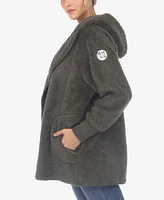 White Mark Women's Plush Hooded with Pockets Jacket