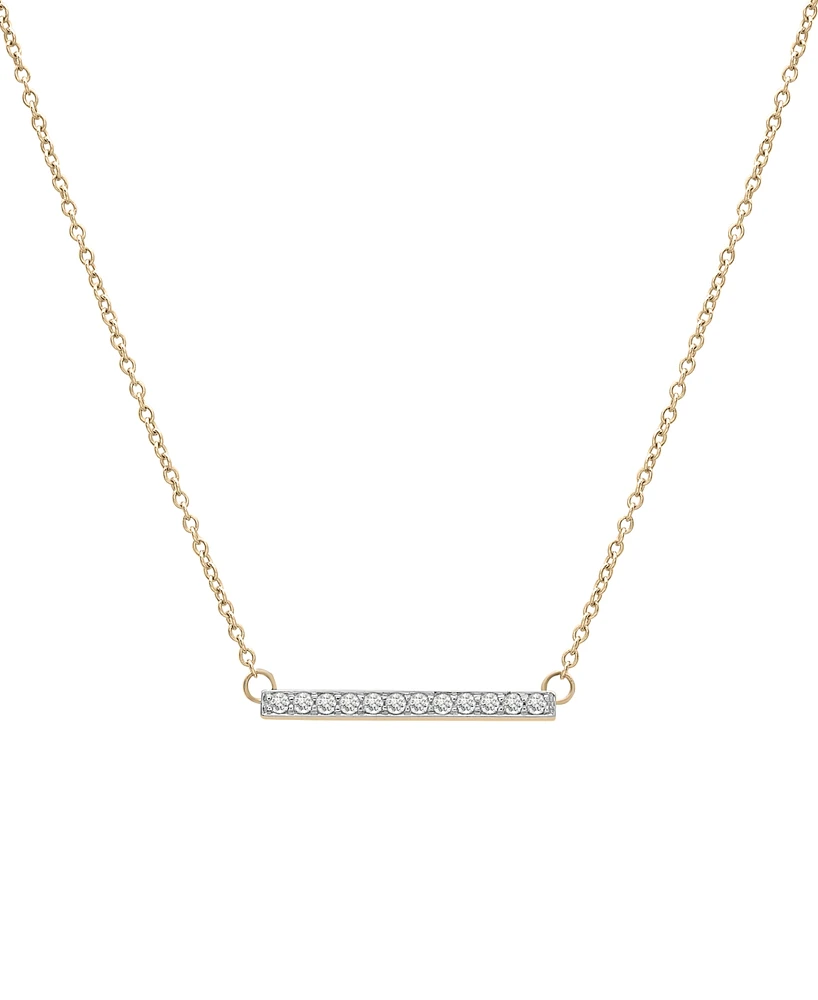 Wrapped Diamond Bar Pendant Necklace (1/6 ct. t.w.) 14K White Gold or Yellow Gold, 18" + 2" extender, Created for Macy's