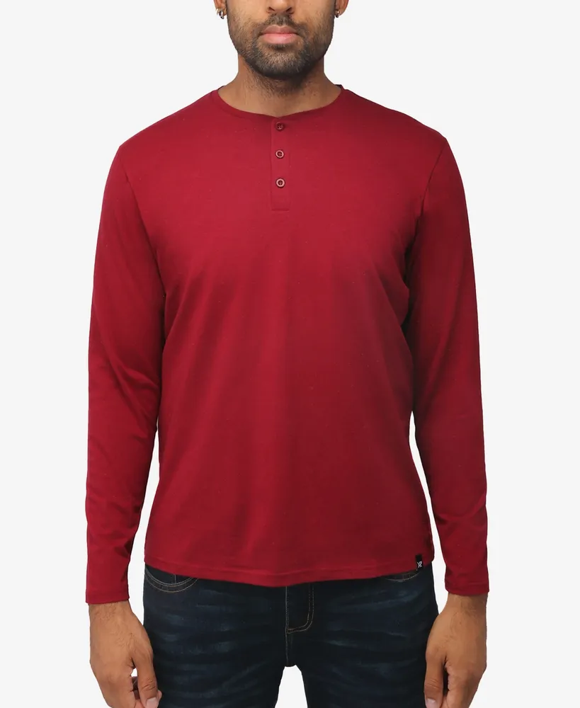 X-Ray Men's Soft Stretch Henley Neck Long Sleeve T-shirt