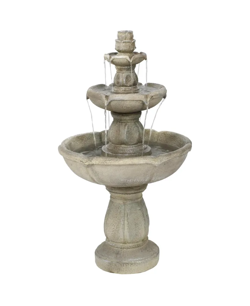 35"H Electric Fiberglass 3-Tier Birds' Delight Outdoor Bird Bath Water Fountain