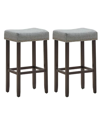 Costway Set of 2 Nailhead Saddle Bar Stools 29" Height