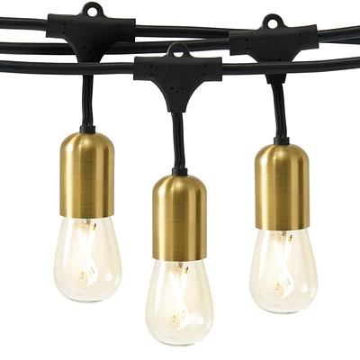Brightech Glow 48ft Heavy Duty Weatherproof Led Outdoor Plug-In String Lights with Brass Hardware