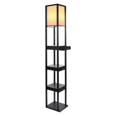Maxwell 72" Led Shelf Floor Lamp with Lantern Shade