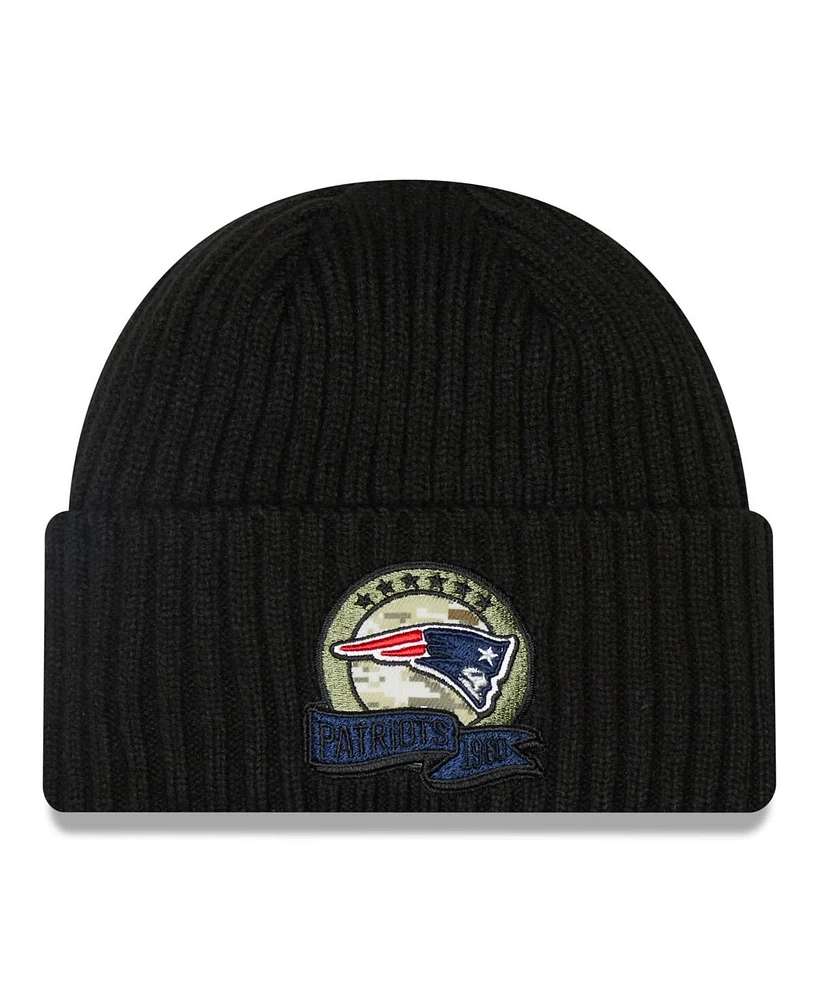 Big Boys New Era Black New England Patriots 2022 Salute To Service Knit Hat