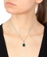 Effy Emerald (2-1/5 ct. t.w.) & Diamond (1/4 ct. t.w.) 18" Pendant Necklace in 14k White Gold (Also Available in 14k Yellow Gold)