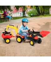 Aosom Kids Ride On Excavator/Bulldozer, Pedal Car Digger Toy