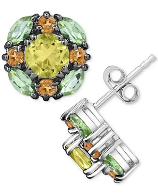 Multi-Gemstone Cluster Stud Earrings (3-1/4 ct. t.w.) in Sterling Silver