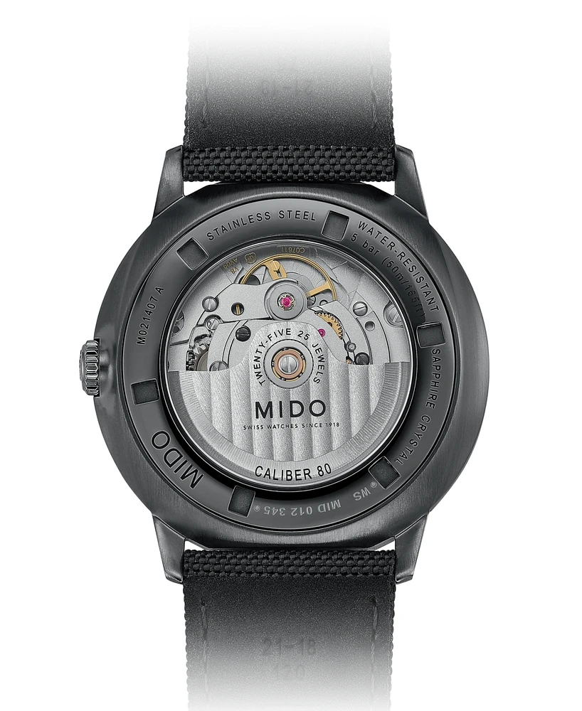 Mido Men's Swiss Automatic Commander Gradient Black Fabric Strap Watch 40mm