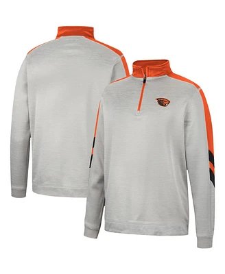 Men's Colosseum Gray and Orange Oregon State Beavers Bushwood Fleece Quarter-Zip Jacket