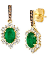 Le Vian Costa Smeralda Emeralds (1-1/3 ct. t.w.) & Diamond (3/4 ct. t.w.) Halo Drop Earrings in 14k Gold