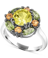 Multi-Gemstone Cluster Ring (3-1/2 ct. t.w.) in Sterling Silver